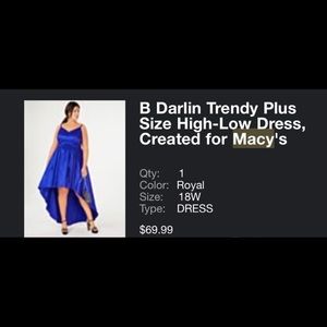 royal blue high-low prom dress.